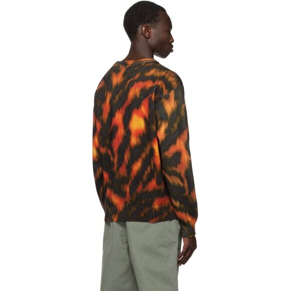 STUSSY  RARE Printed Fur Crew Neck Knit Large Cotton Multicolor - Picture 4 of 11